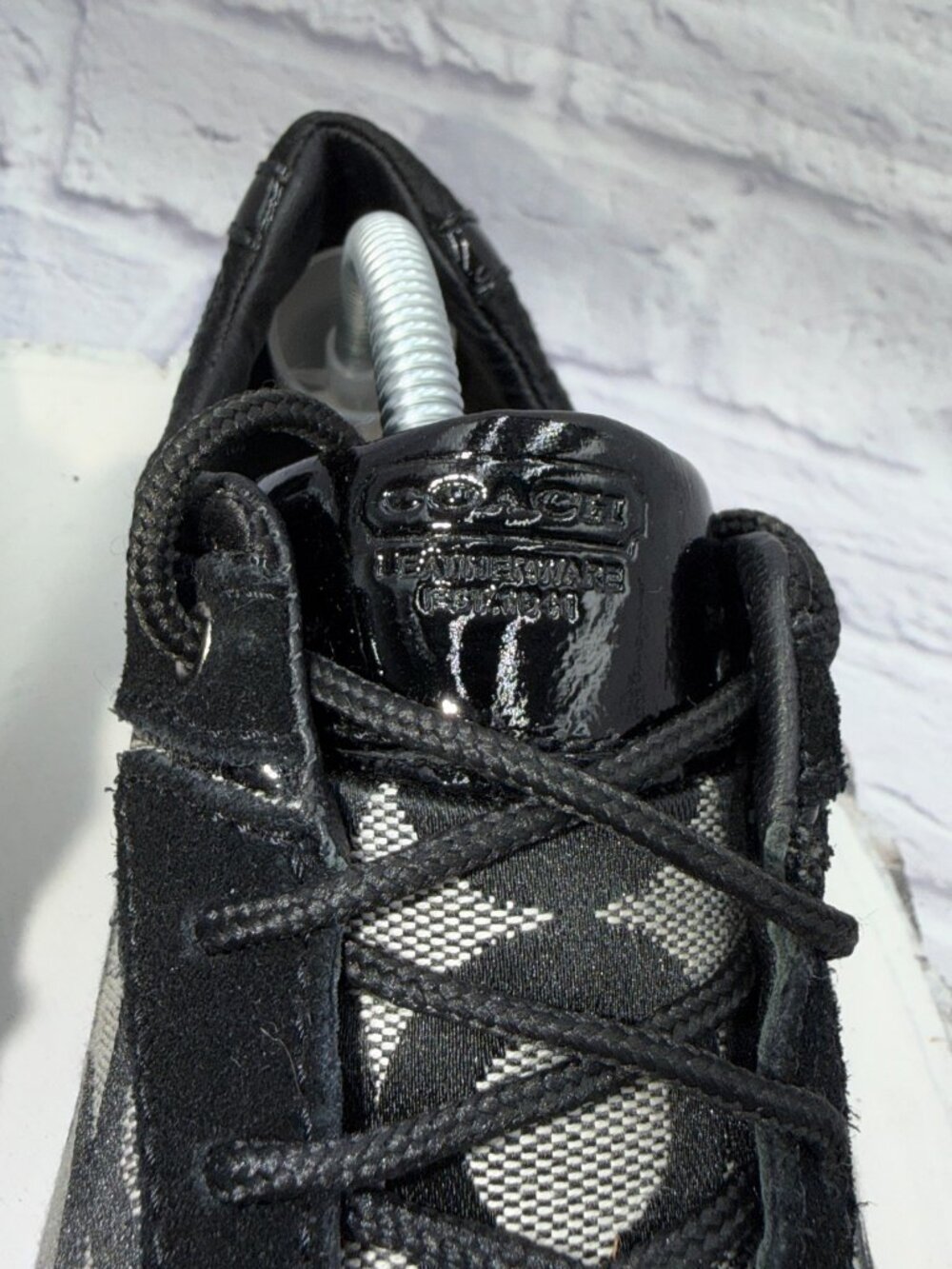 Coach Shoes Womens 7M Kelbie Casual Low Sneakers Black Suede Lace Up Flats - Picture 3 of 12